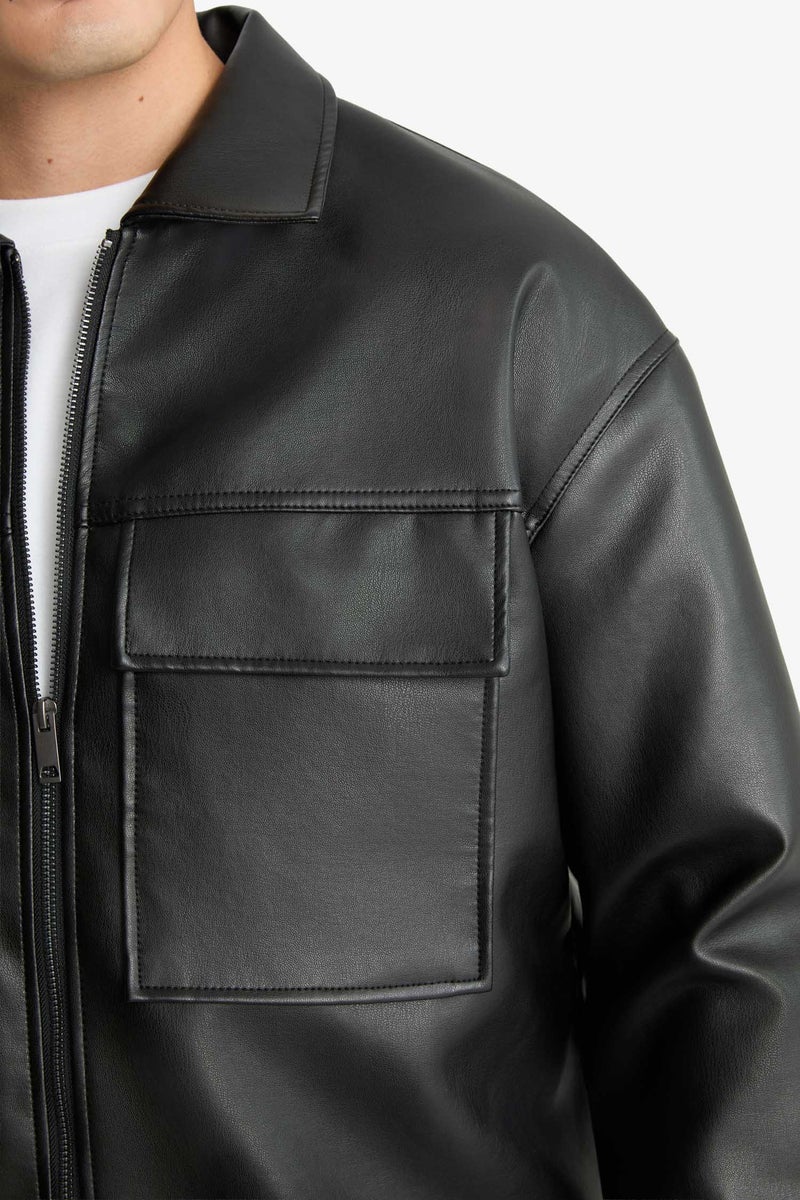 DeFacto Black Man Oversize Fit Shirt Collar Waterproof Jacket Casual - Image 5